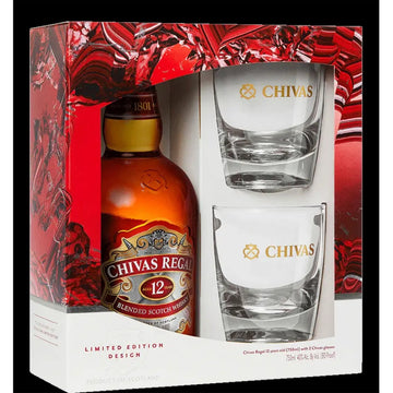 Chivas Regal - 12 Year Old Blended Scotch Whiskey Gift Set with 2 Rocks Glasses