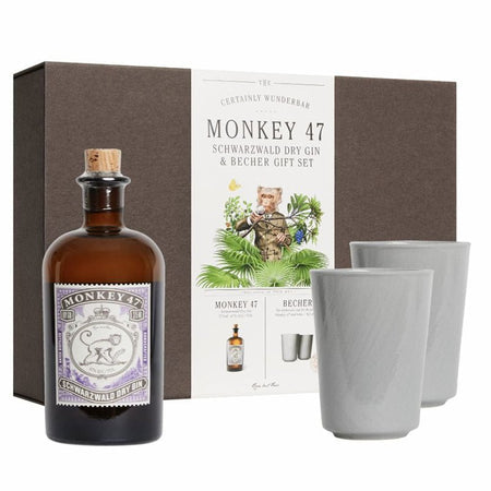Monkey 47 - Schwarzwald Dry Gin & Becher Gift Pack with 2 Ceramic Cups