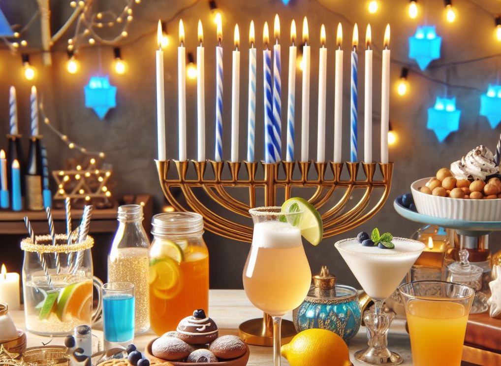 4 easiest kosher cocktail recipes for hanukkah menorah in the background hanukkah party 