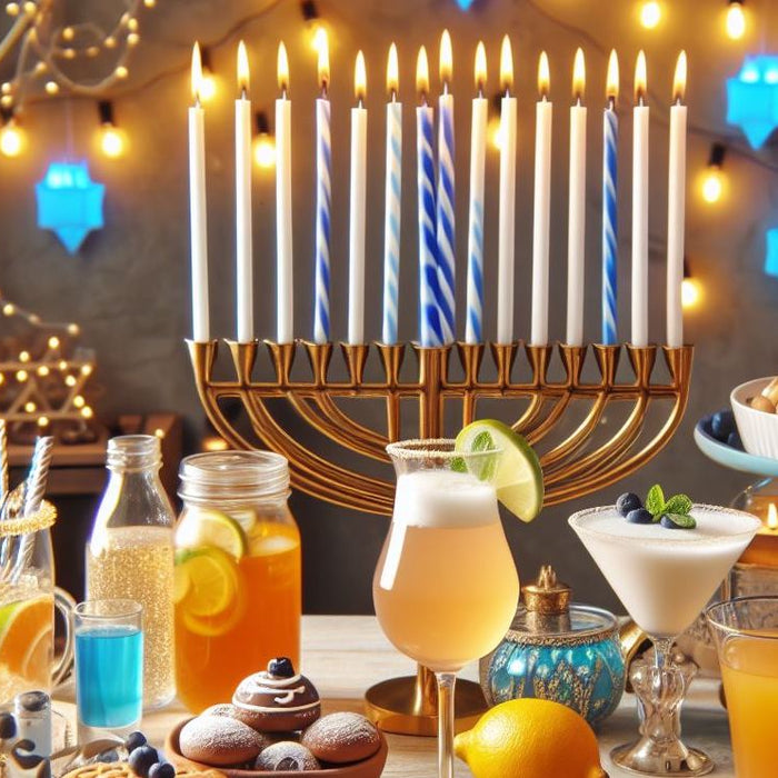 4 easiest kosher cocktail recipes for hanukkah menorah in the background hanukkah party 