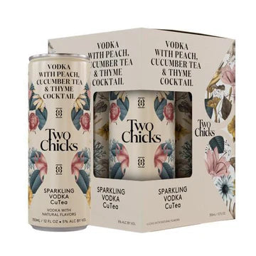 Two Chicks - Sparkling Vodka CuTea Ready to Drink Cocktail (4 Count)