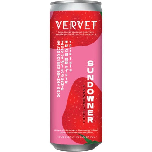 Vervet - Sundowner Strawberry Punch Sparkling Ready to Drink Canned Cocktail (4 Count) - TIPXY