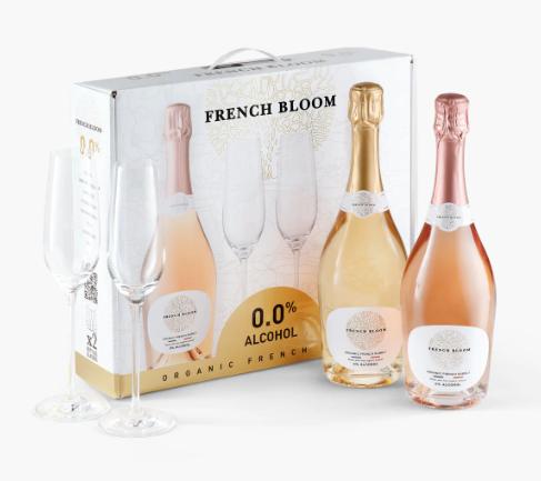 French Bloom - Organic French Bubbly Gift Set Blanc and Rose /w 2 Glasses