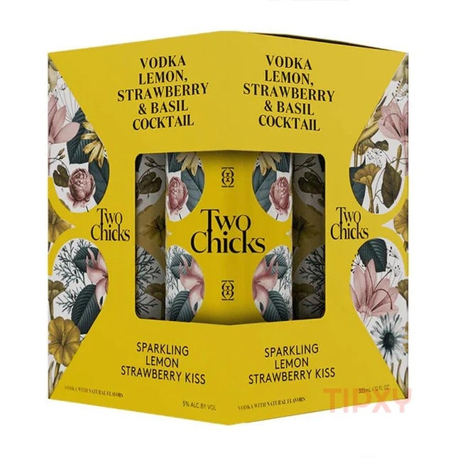 Two Chicks - Sparkling Lemon Strawberry Kiss Ready to Drink Cocktail  (4 Pack) - TIPXY
