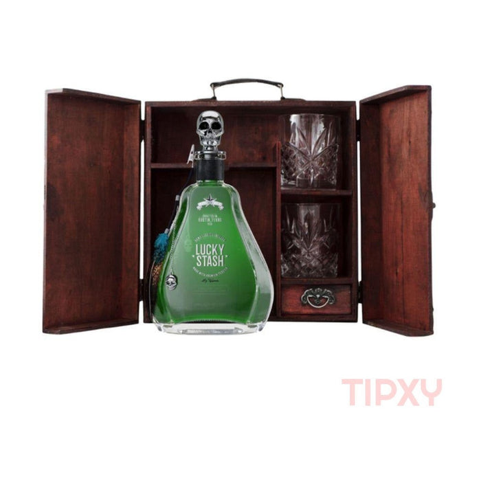 Lucky Stash - Hemp Infused Herbal Liqueur made with Premium Tequila Wooden Box Edition - TIPXY