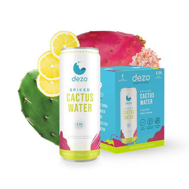 Dezo Spiked Cactus Water with Lemon 12 oz (4 Pack) - TIPXY