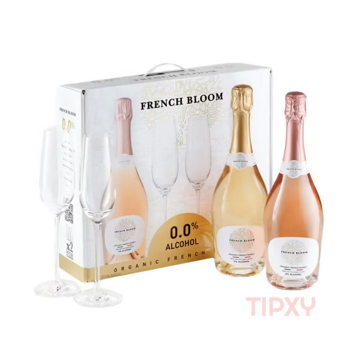 French Bloom - Organic French Bubbly Gift Set Blanc and Rose /w 2 Glasses