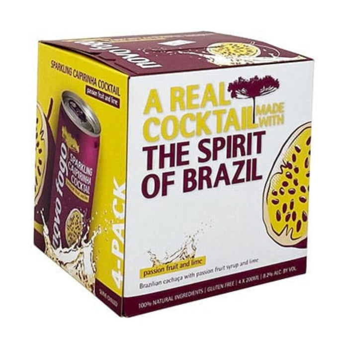 Novo Fogo - Sparkling Caipirinha Passion Fruit and Lime Ready to Serve Cocktail(4 Pack) - TIPXY
