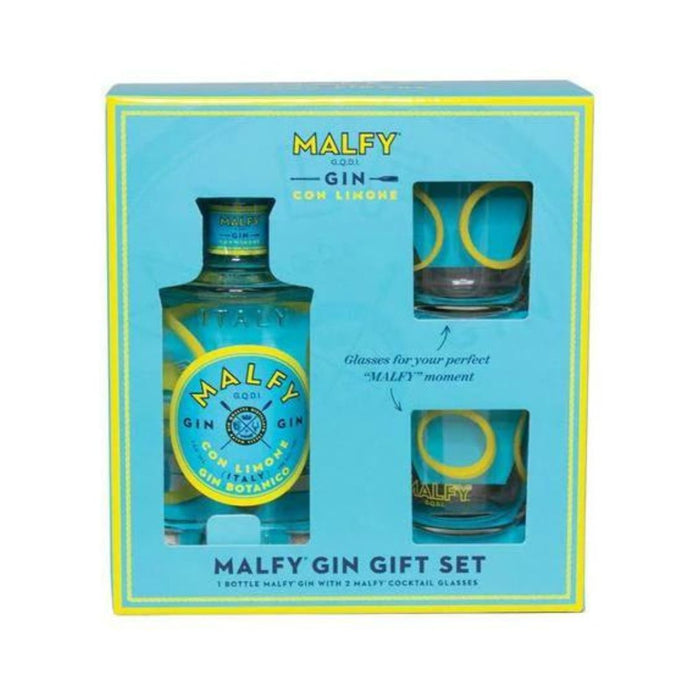 Malfy Gin - Con Limone Gin  with 2 Copa Glasses Gift Set