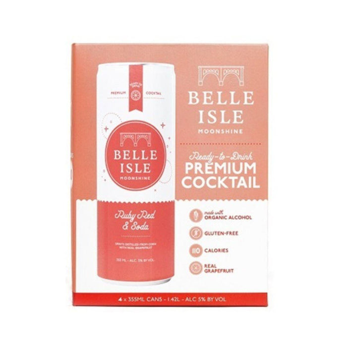 Belle Isle Moonshine - Ruby Red & Soda Ready to Serve Cocktail (4 pack)