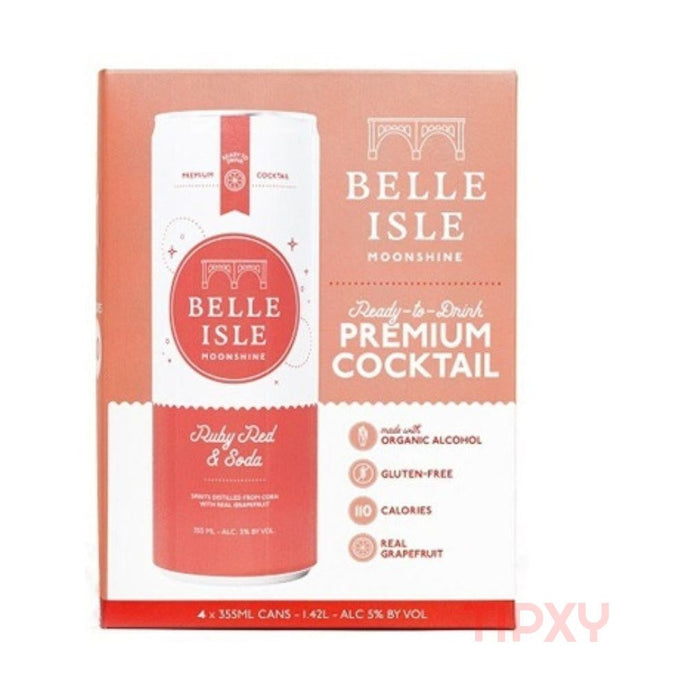 Belle Isle Moonshine - Ruby Red & Soda Ready to Serve Cocktail (4 pack) - TIPXY