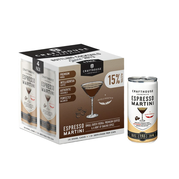 Crafthouse Cocktails - Espresso Martini Ready to Drink Cocktail (4 Pack)