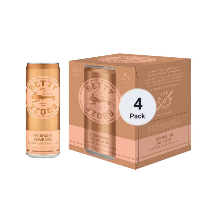 Betty Booze - Sparkling Bourbon with Peach Honey Mint Ready to Drink Cocktail (4 Pack)