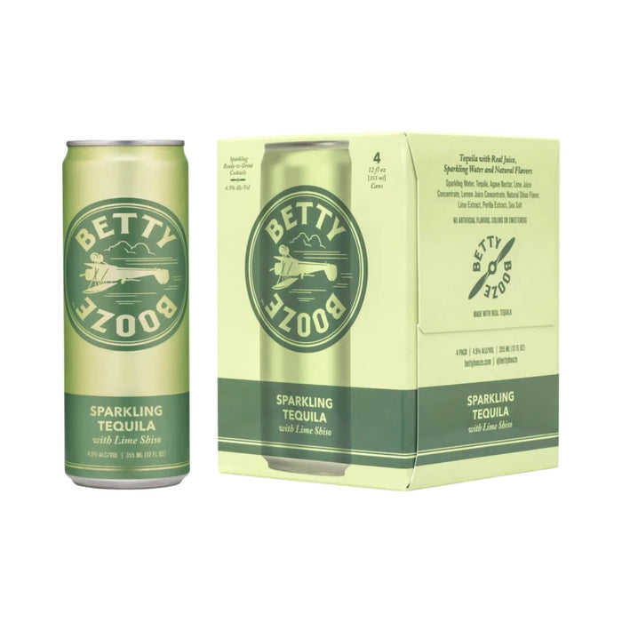 Betty Booze - Sparkling Tequila with Lime Shiso Ready to Drink Cocktail (4 Pack)