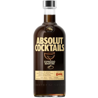 Absolut Cocktails - Espresso Martini Ready to Serve Cocktail Made With Kahlua