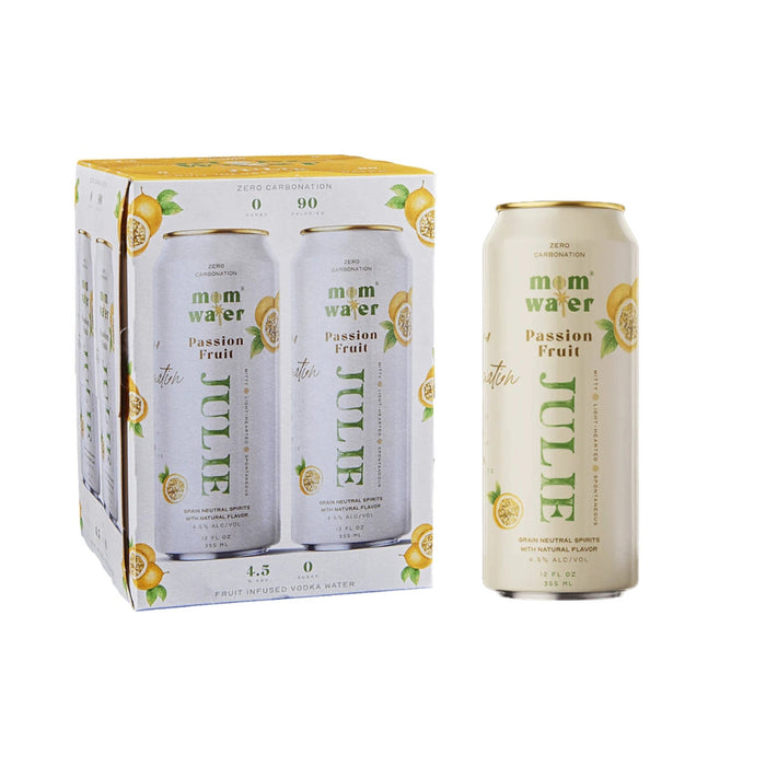 Mom Water - Julie Passion Fruit Vodka Infused Water Ready to Drink (4 Pack)