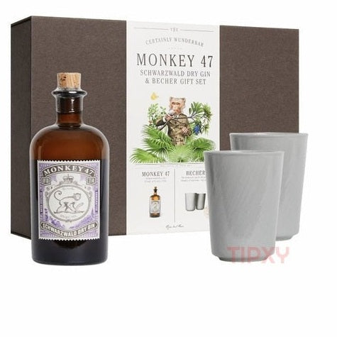Monkey 47 - Schwarzwald Dry Gin & Becher Gift Set 2 Ceramic Cups - TIPXY