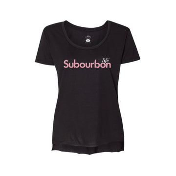 Subourbon Life - Black Sleeve Ladies Festival Scoop Neck Tee Shirt