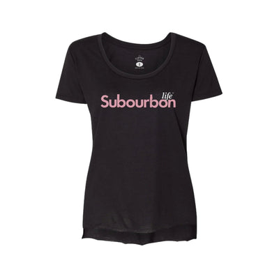 Subourbon Life - Black Sleeve Ladies Festival Scoop Neck Tee Shirt