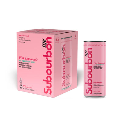 Subourbon Life - Bourbon and Pink Lemonade with a Touch of Mint Ready to Drink Cocktail (4 Pack)